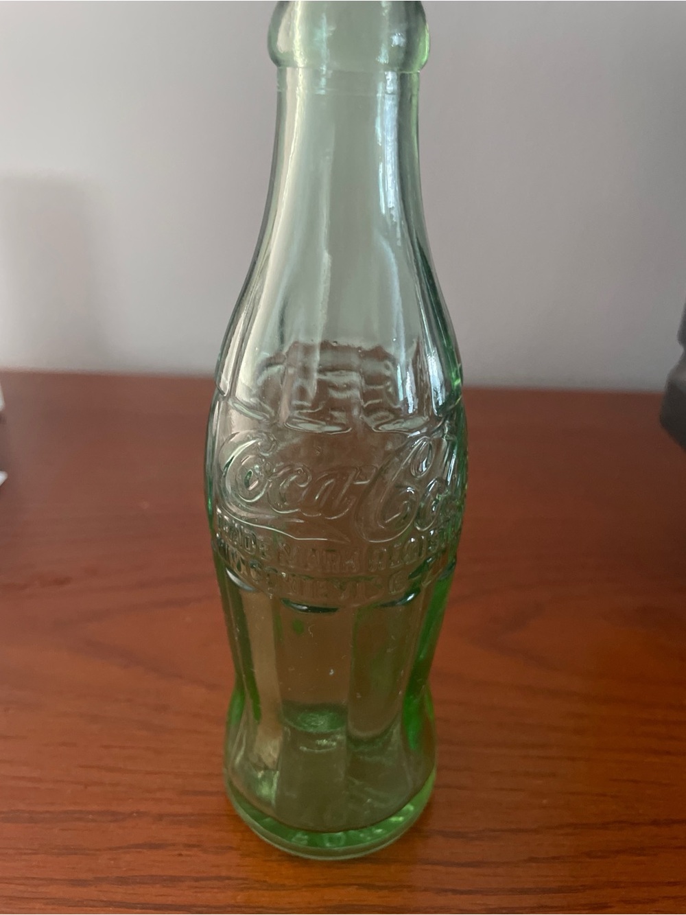 Vintage Coca Cola light green embossed glass bottle Stamford Ct